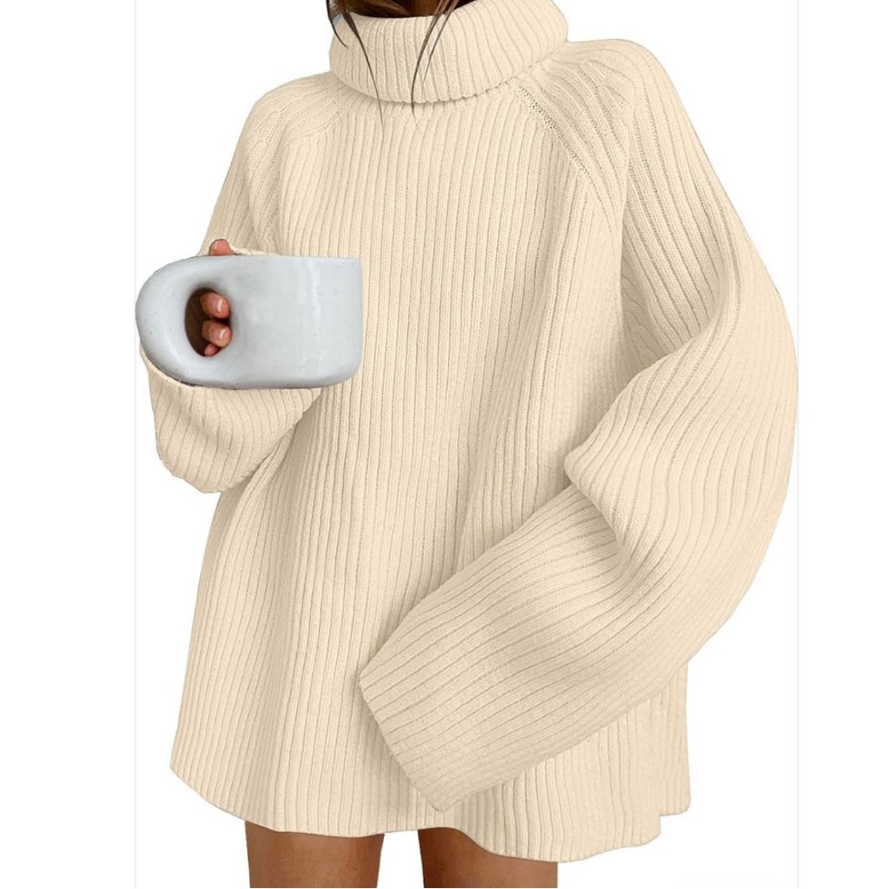 Women's Turtleneck Oversized Chunky
Tunic Sweater